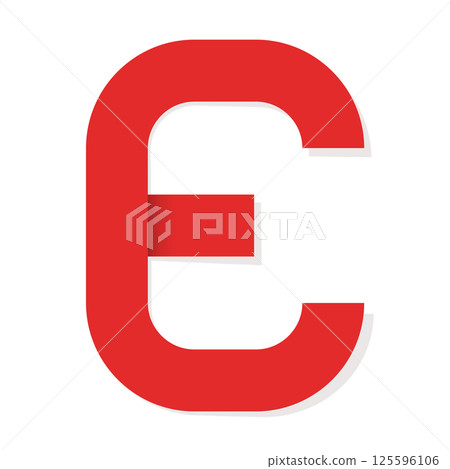 Decorative red letter with shadow on white background. 125596106