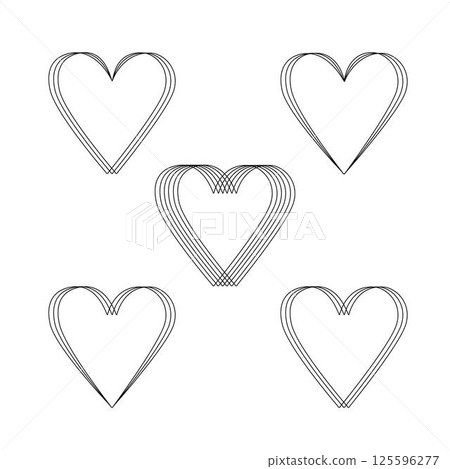 Thin elegant triple frame in form of heart, simple hand drawn linear vector collection in art deco style for festive or important occasions decor, holiday celebration template Thin elegant triple frame in form of heart, simple hand drawn linear vector collection in art deco style for festive or important occasions decor, holiday celebration template 125596277