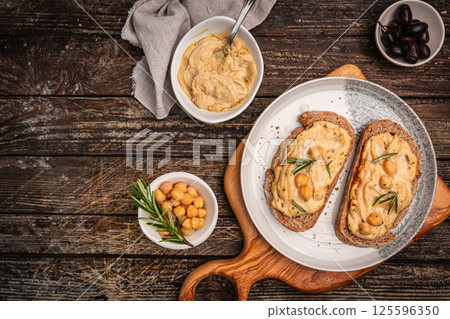 Delicious sandwiches with hummus Delicious sandwiches with hummus 125596350