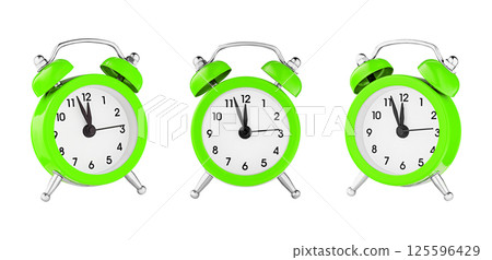 classic watch, pointer clock, green color alarm watch on isolated white background classic watch, pointer clock, green color alarm watch on isolated white background 125596429