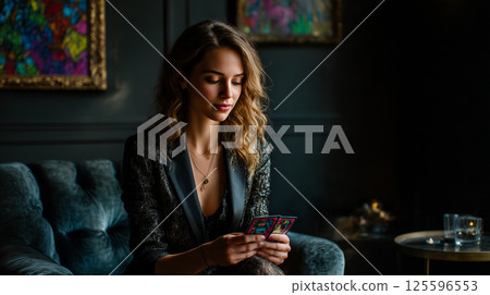 Modern Woman fortune teller, tarot reader, astrologer 125596553