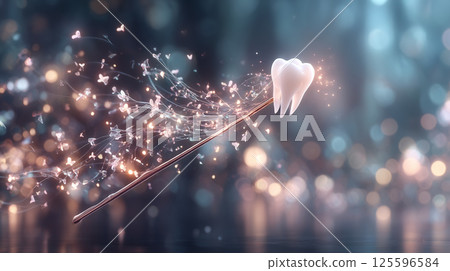 Illustration on a dental theme, children's fairy tales, tooth fairy for children 125596584