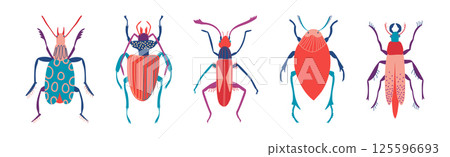 Small Garden Insect with Legs and Antennae Vector Set 125596693