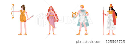 Greek Gods of Pantheon and Mythological Ancient Deity Vector Set Greek Gods of Pantheon and Mythological Ancient Deity Vector Set 125596725