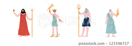 Greek Gods of Pantheon and Mythological Ancient Deity Vector Set Greek Gods of Pantheon and Mythological Ancient Deity Vector Set 125596727