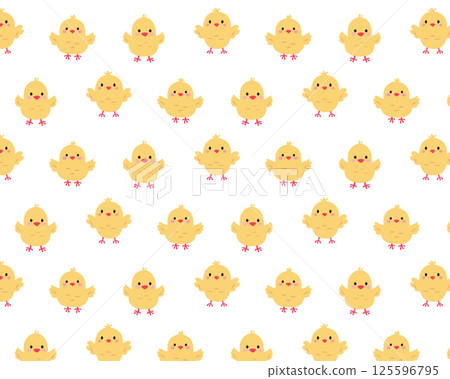 A pattern of cute yellow chickens. Simple flat illustration. Vector background A pattern of cute yellow chickens. Simple flat illustration. Vector background 125596795