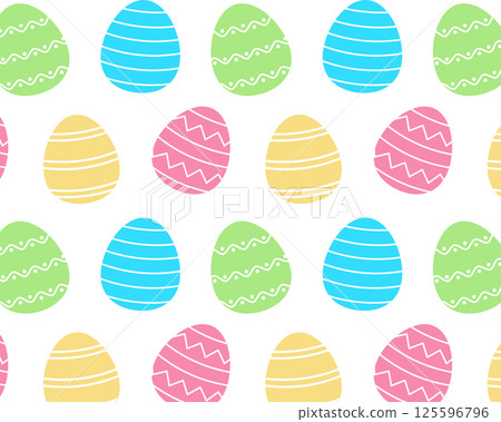A pattern of different easter eggs. Simple flat illustration. Vector background A pattern of different easter eggs. Simple flat illustration. Vector background 125596796