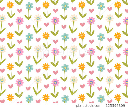 Spring floral pattern. Floral wallpaper, scrapbooking. Vector illustration 125596809
