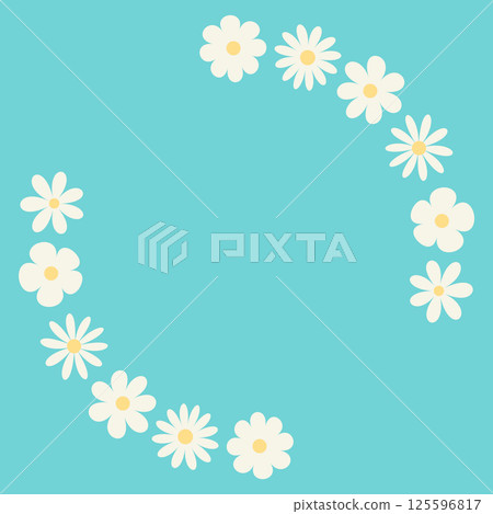 Spring flowers. Round shape frame. Vector template. Simple flat illustration 125596817