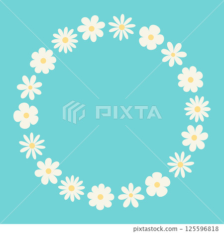 Spring flowers. Round shape frame. Vector template. Simple flat illustration 125596818