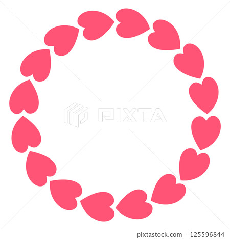 Round frame of pink cartoon hearts. Vector illustration Round frame of pink cartoon hearts. Vector illustration 125596844