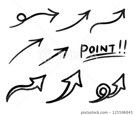 Hand drawn doodle textured brush lines and arrows icons vector illustration set Hand drawn doodle textured brush lines and arrows icons vector illustration set 125596845