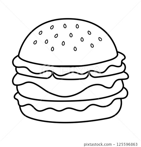 Cheeseburger vector outline illustration. Coloring page Cheeseburger vector outline illustration. Coloring page 125596863