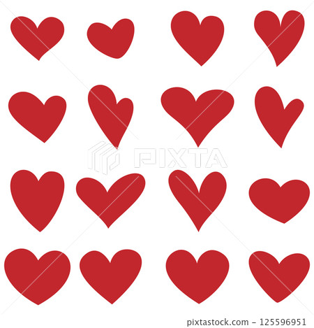 Red hearts icons. Set of vector illustrations in flat style 125596951