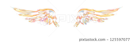 Transparent, luminous, iridescent wings. Abstract glowing stylized wings, isolated. Neon glow wing. png Transparent, luminous, iridescent wings. Abstract glowing stylized wings, isolated. Neon glow wing. png 125597077