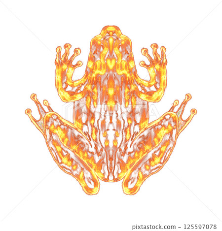 Glowing transparent fire or orange frog, neon glow shining. Abstract effect bright light. Digital art technology with blurry. Png 125597078