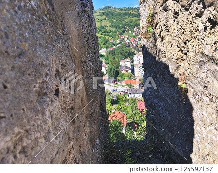 Panoramic view from castle over city Jajce 125597137
