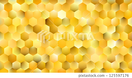 Golden abstract hexagon mosaic background. Glowing gold honeycomb Golden abstract hexagon mosaic background. Glowing gold honeycomb 125597176