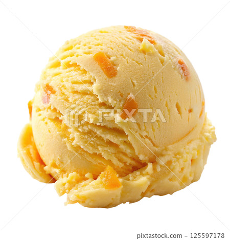 Scoop of delicious mango ice cream dessert isolated on the transparent background 125597178
