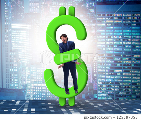 Businessman in dollar and debt concept 125597355