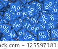 Percentage signs on cubes - 3d rendering 125597381