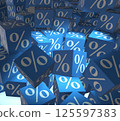 Percentage signs on cubes - 3d rendering 125597383