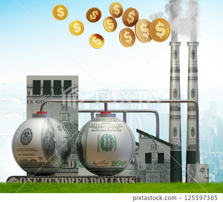 Carbon tax concept with industrial plant - 3d rendering 125597385