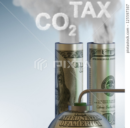 Concept of carbon tax in ecology concept - 3d rendering 125597387