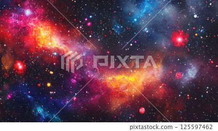 Vibrant cosmic galaxy show Vibrant cosmic galaxy show 125597462
