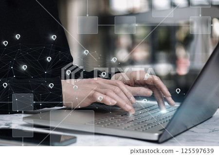 Digital geolocation in business. 125597639