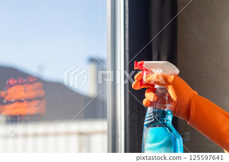 Cleaning with disinfection. 125597641
