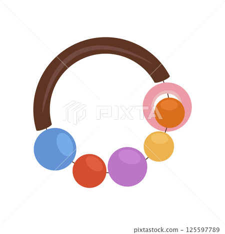 Baby toy rattle with balls in flat design. Newborn children plaything. Vector illustration isolated. Baby toy rattle with balls in flat design. Newborn children plaything. Vector illustration isolated. 125597789