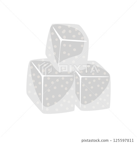 White sugar cubes in flat design. Pile of sweet crystal ingredient. Vector illustration isolated. 125597811