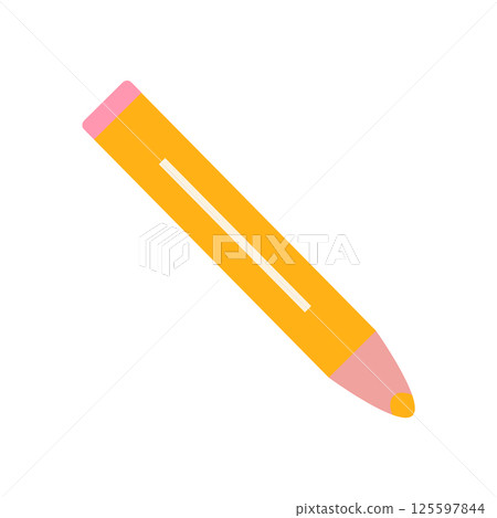 Orange drawing pencil flat in flat design. Stationery supply, paint equipment. Vector illustration isolated. Orange drawing pencil flat in flat design. Stationery supply, paint equipment. Vector illustration isolated. 125597844
