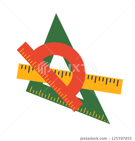 Measurement rulers in flat design. School supplies for geometry or drawing. Vector illustration isolated. Measurement rulers in flat design. School supplies for geometry or drawing. Vector illustration isolated. 125597855