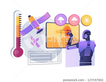 AI-Powered Climate Modeling abstract concept vector illustration. AI-Powered Climate Modeling abstract concept vector illustration. 125597881