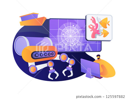 Robotic Systems for Deep-Sea Exploration abstract concept vector illustration. 125597882