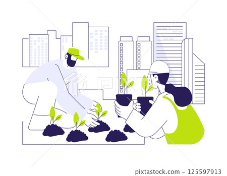 Flowerbed planting abstract concept vector illustration. 125597913