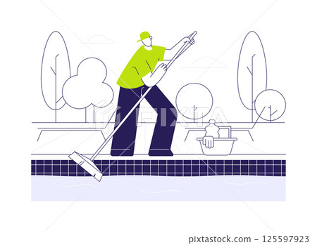 Pool maintenance abstract concept vector illustration. Pool maintenance abstract concept vector illustration. 125597923