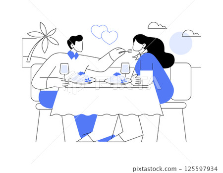 Romantic dinner isolated cartoon vector illustrations. 125597934