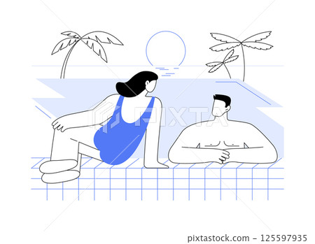 Swimming pool relax isolated cartoon vector illustrations. 125597935