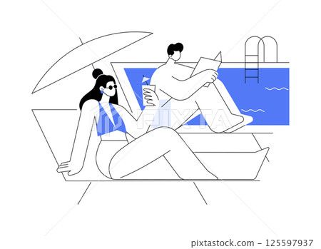 Sunbathing isolated cartoon vector illustrations. Sunbathing isolated cartoon vector illustrations. 125597937