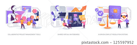 AI and Digital Tools Enhancing Team Collaboration abstract concept vector illustrations. AI and Digital Tools Enhancing Team Collaboration abstract concept vector illustrations. 125597952