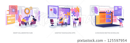 AI and Digital Tools Boosting Team Efficiency abstract concept vector illustrations. AI and Digital Tools Boosting Team Efficiency abstract concept vector illustrations. 125597954