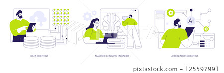 Artificial Intelligence jobs abstract concept vector illustrations. 125597991