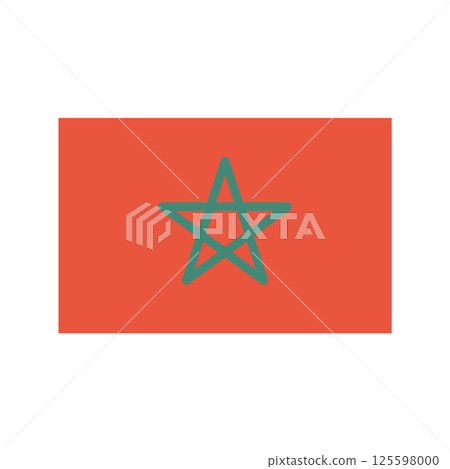 Morocco flag in flat design. Moroccan official red insignia with star. Vector illustration isolated. 125598000