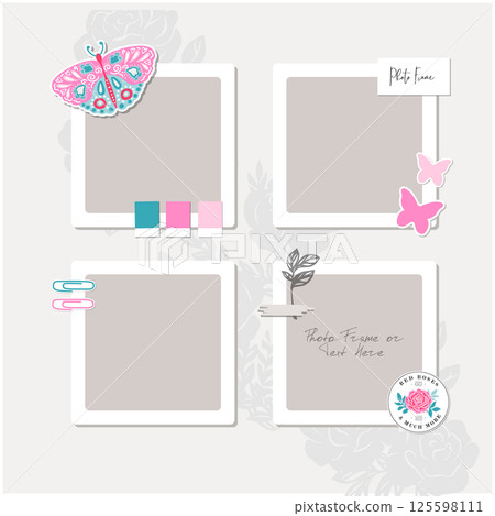 Collage photo frames on vintage background. Collage photo frames on vintage background. 125598111
