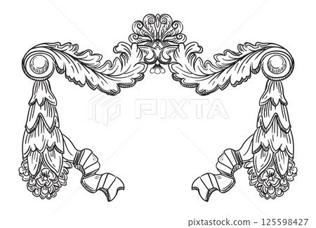 Engraved ornate baroque design element vector illustration 125598427