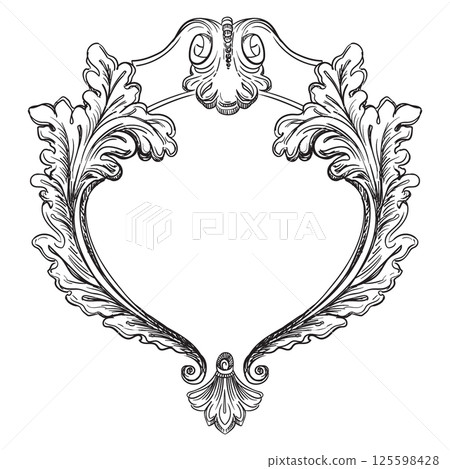 Engraved ornate baroque floral frame vector illustration 125598428