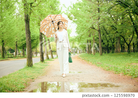 走與傘的婦女 走與傘的婦女 125598970